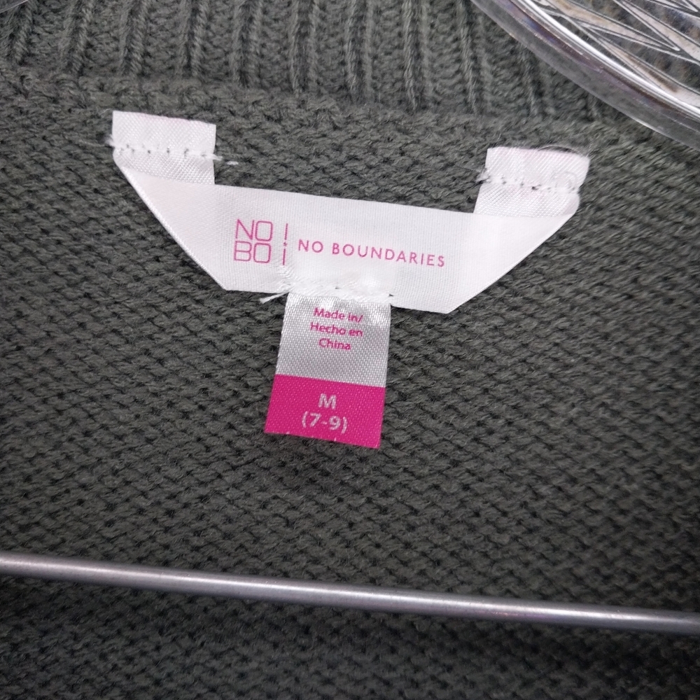 No Boundaries Olive Mushroom Graphic Cropped Grunge Distressed  Sweater - Picture 6 of 9
